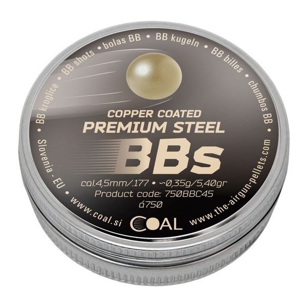 Coal Premium Steel BB Pellets 4.5mm / .177 - copper coating